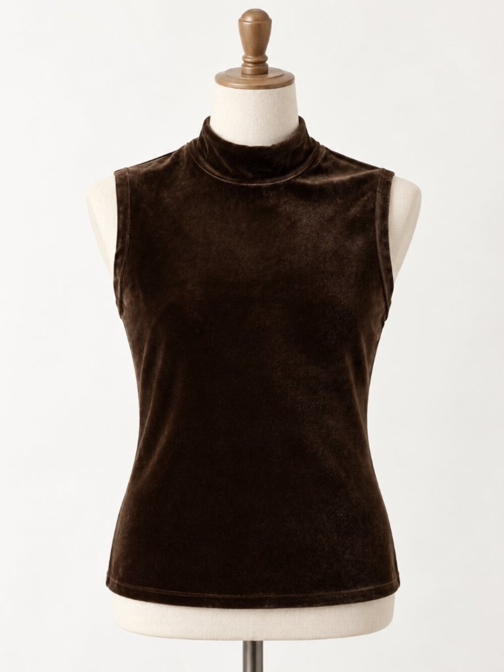 Evereve Monroe Velour Top Olive Sleeveless Mock Neck Soft Velvet L